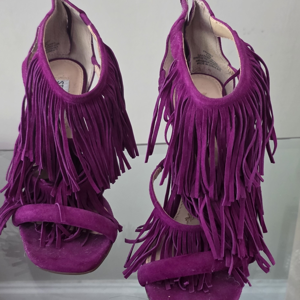 Steve Madden Fringly Purple Fringe Heels